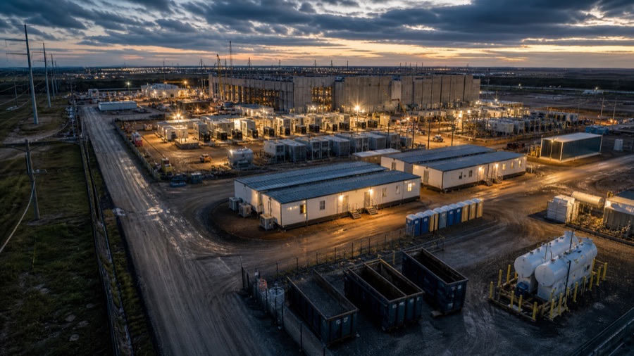 Texas industrial jobsite with vendor service equipment and temporary site support