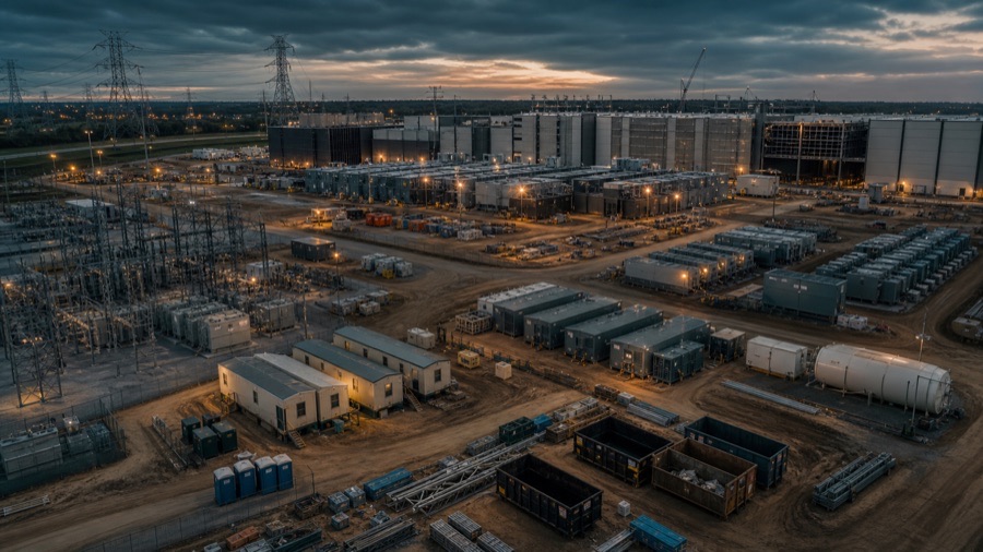 Texas industrial jobsite with vendor service equipment and temporary site support